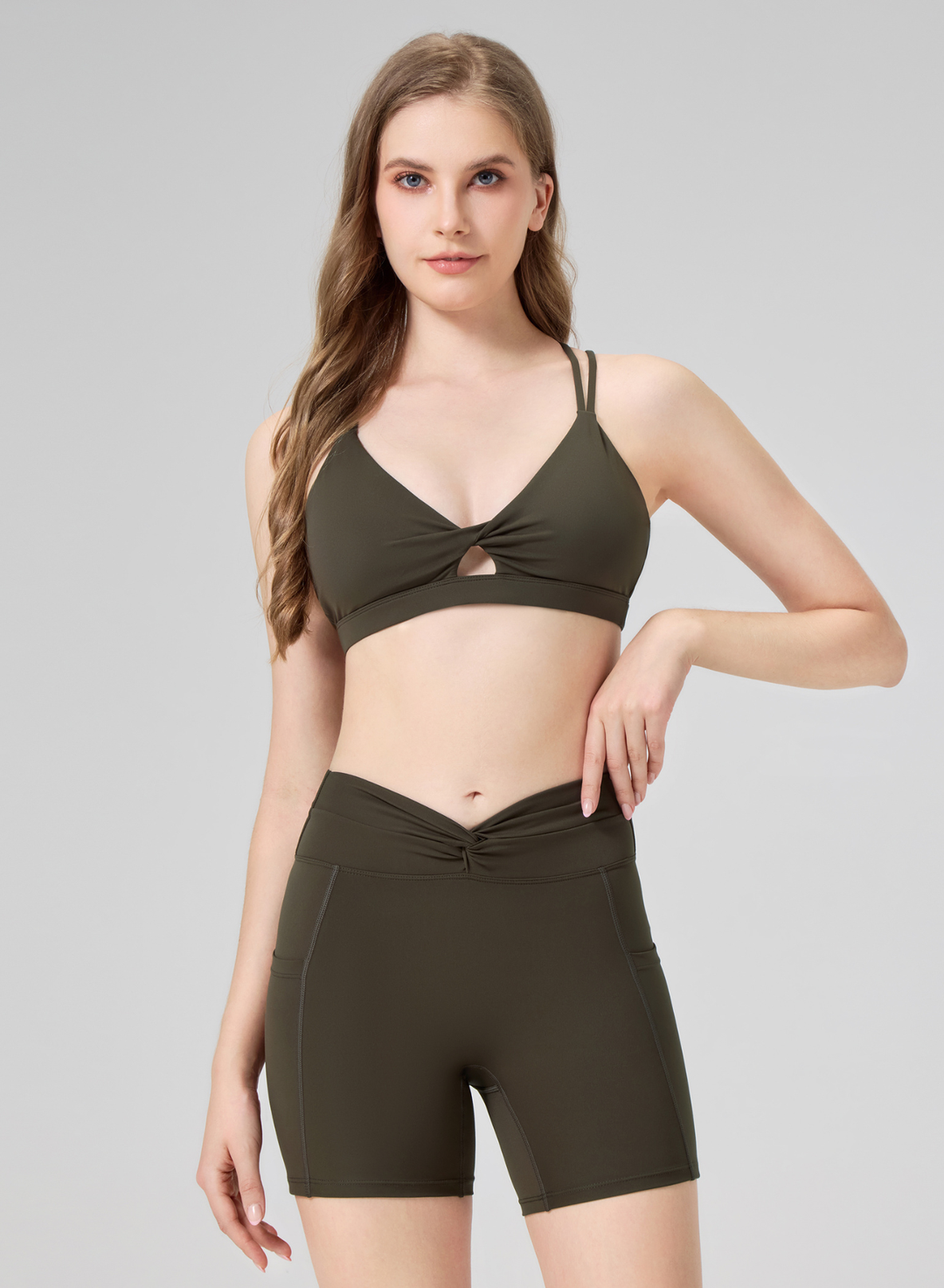 Sculpt Twist Pocket Shorts Olive Green
