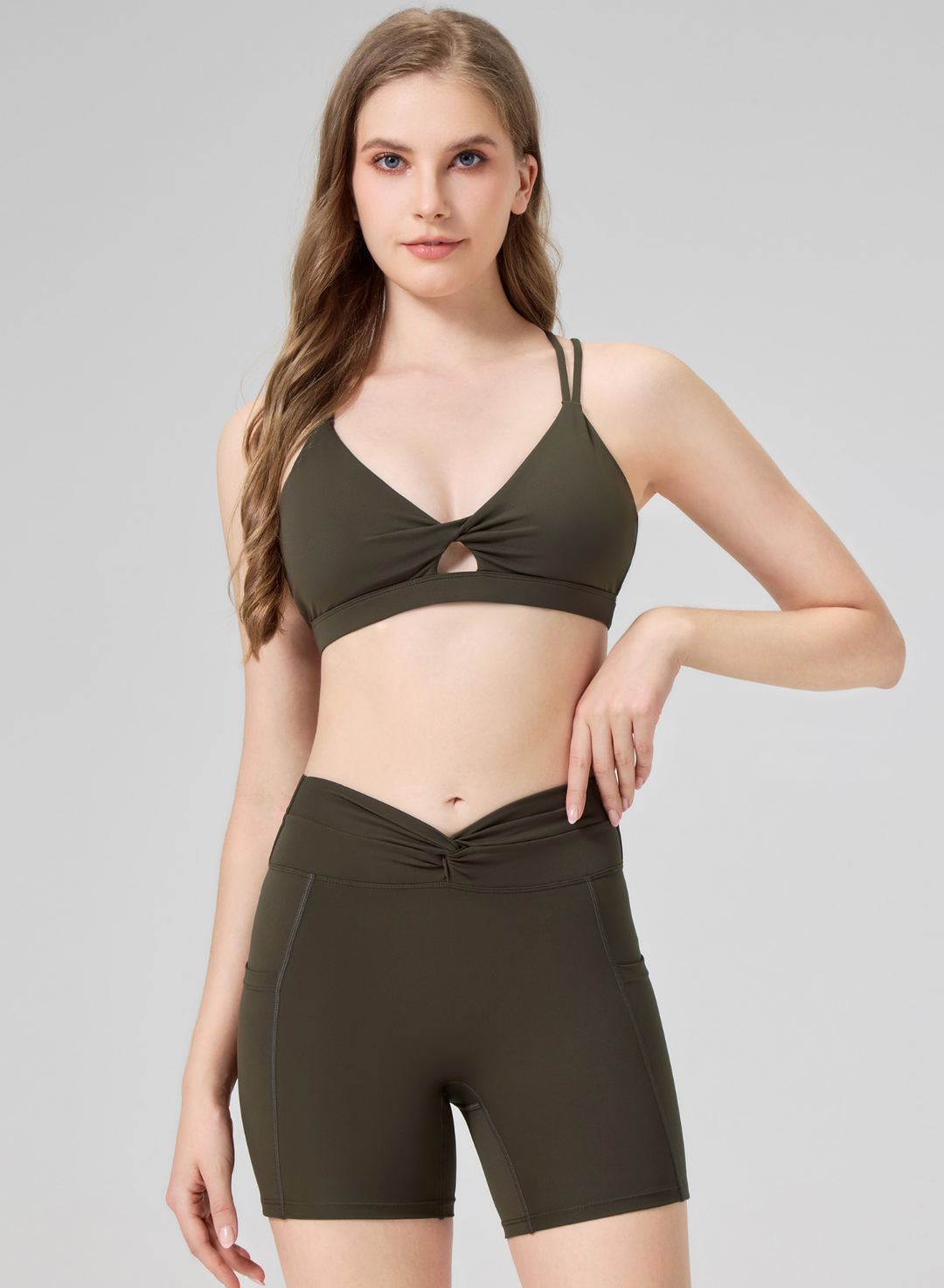 Sculpt Twist Bra Olive Green