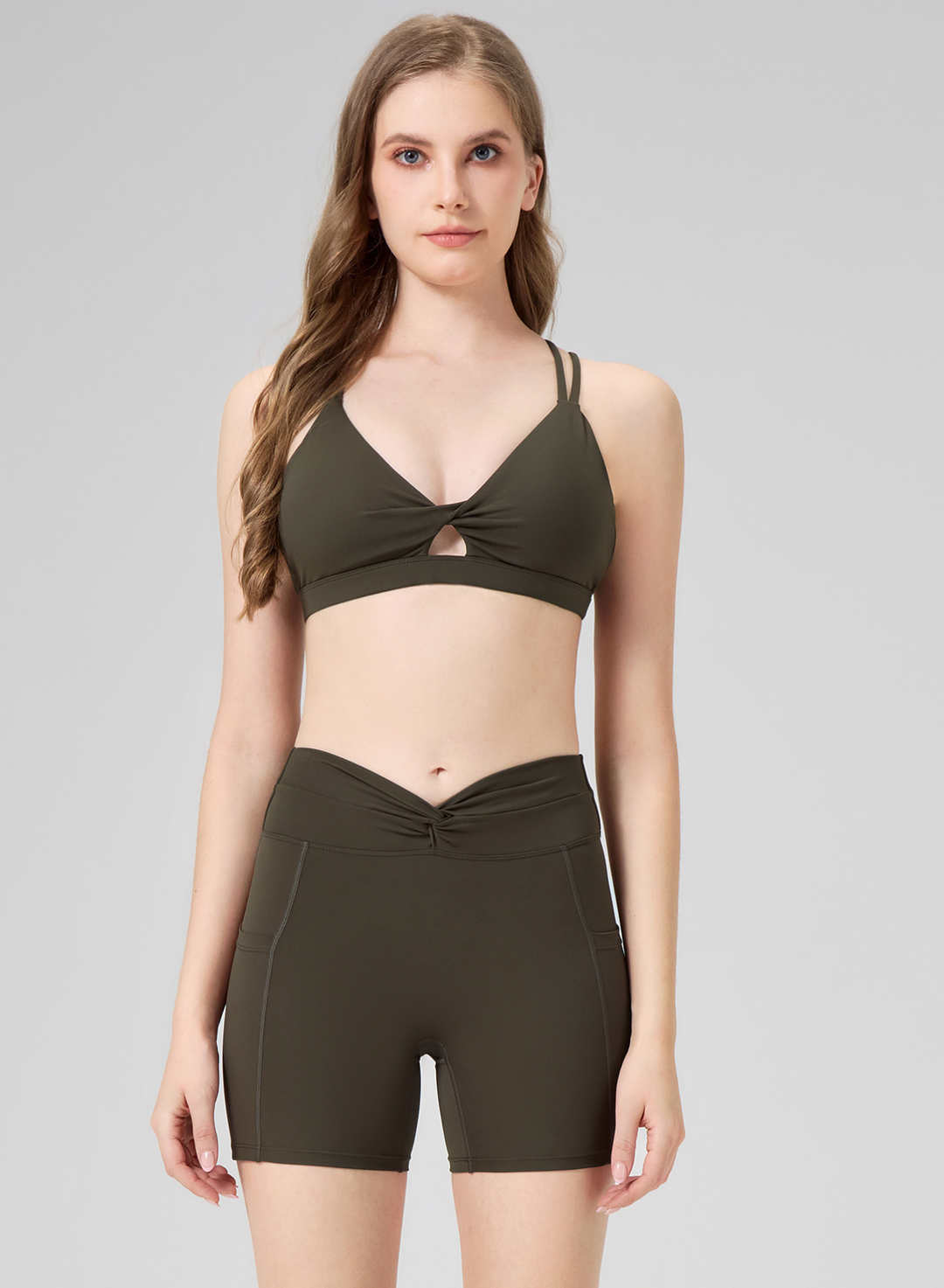 Sculpt Twist Bra Olive Green