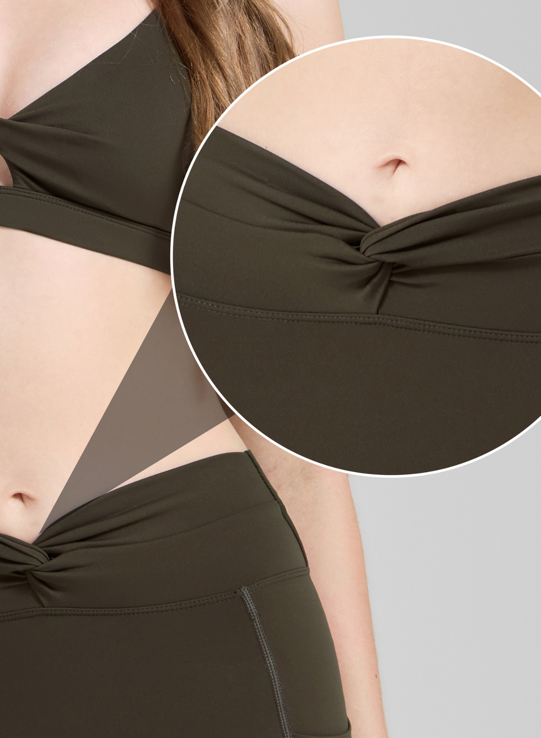 Sculpt Twist Pocket Leggings Olive Green