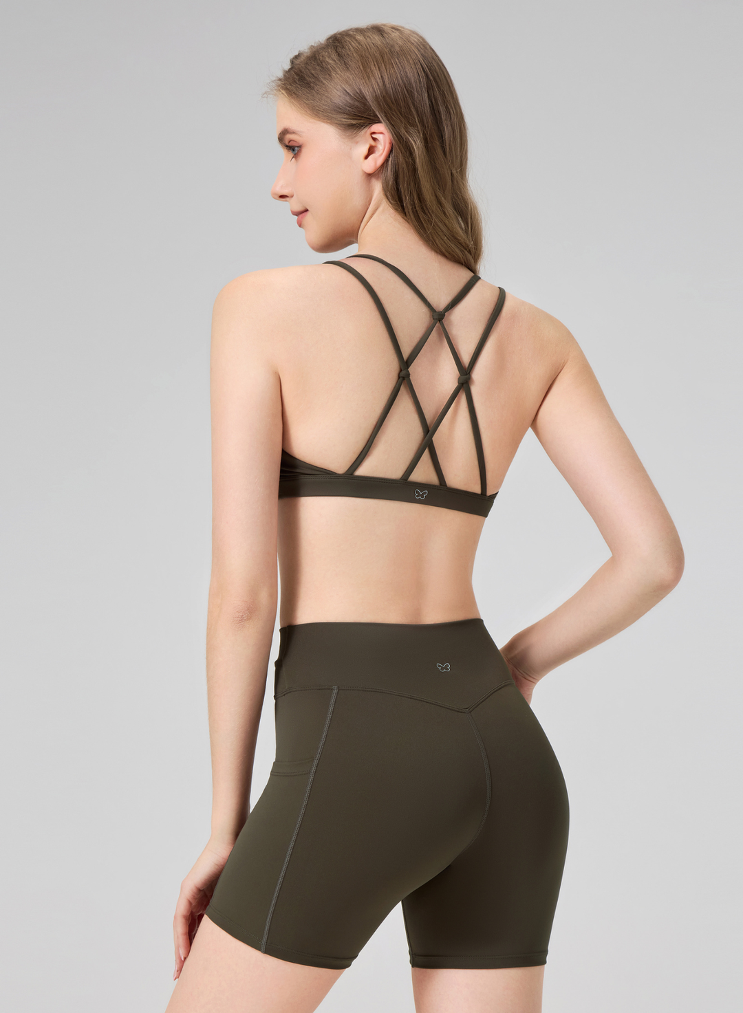 Sculpt Twist Pocket Shorts Olive Green