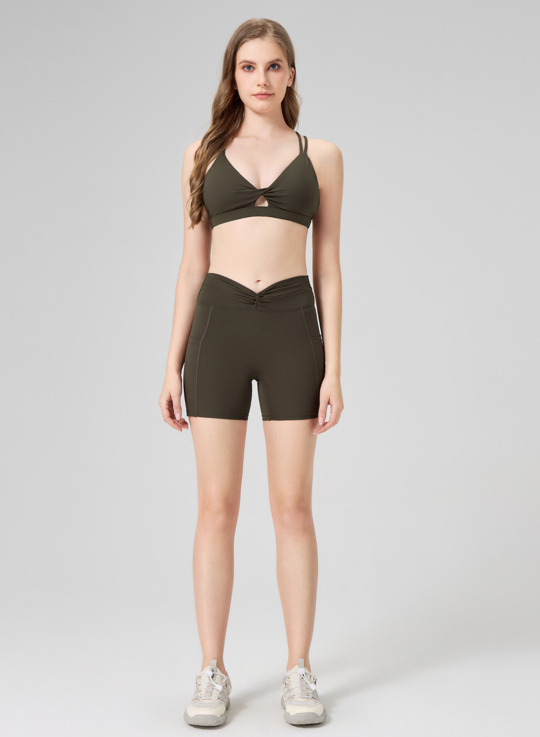 Sculpt Twist Pocket Shorts Olive Green